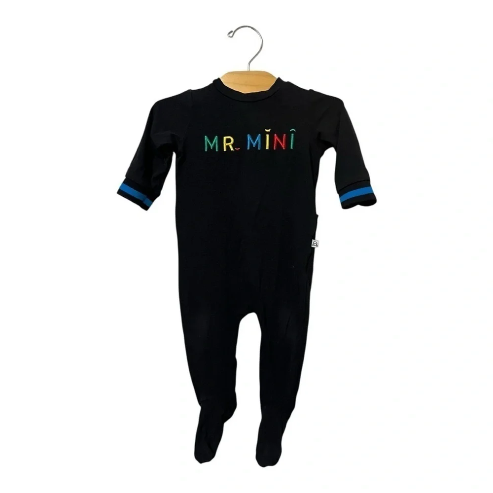 Miss Mini Mr. Mini Romper One Piece Footsie 9 Months Boys Embroidered Cotton